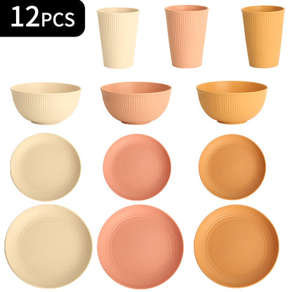 12-Piece Vertical Pattern Dinnerware Set